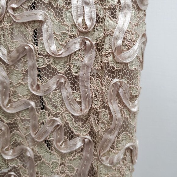 S.M. Collection Vintage Pale Pink Cream Fairycore Lace Whimsy Twee Maxi Skirt L - Picture 2 of 7